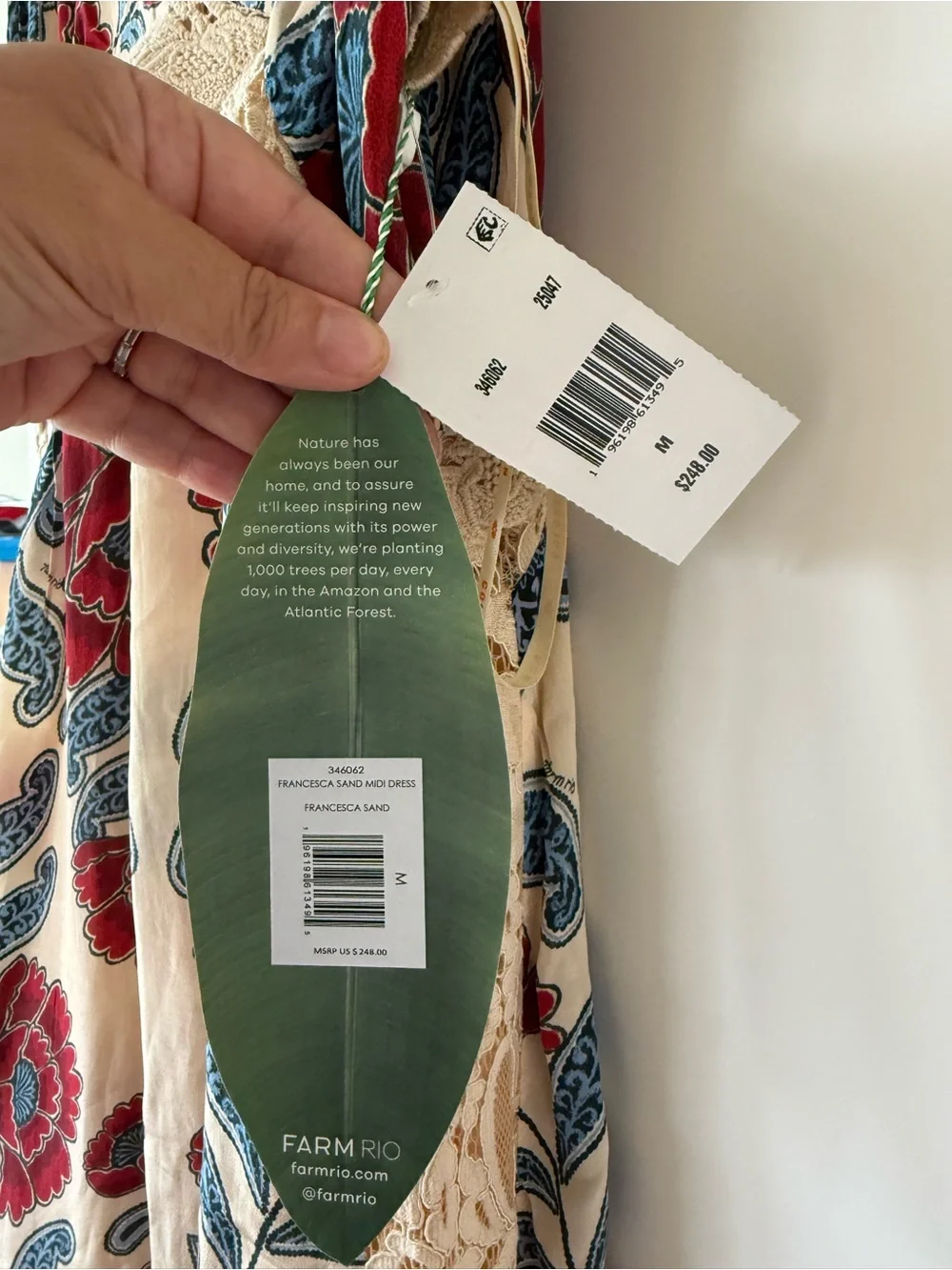 FARM Rio Cream Maxi Dress with Red Floral and Blue Leaf Print - Picture 3 of 3
